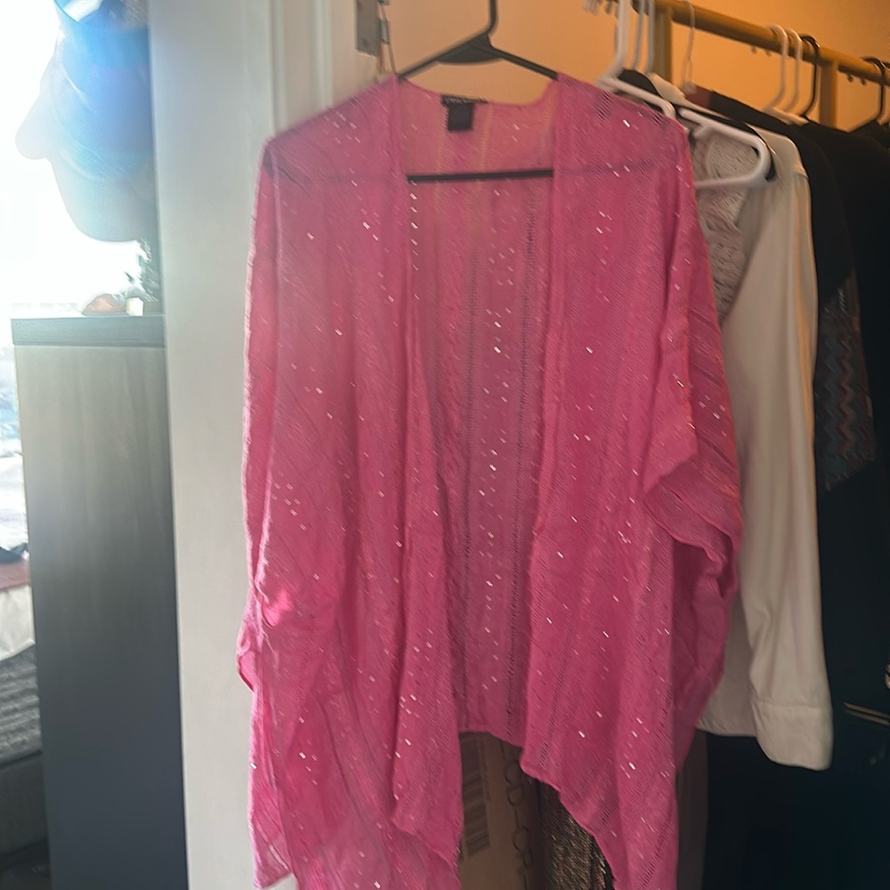 Steve Madden Pink w Sparkles Shawl Cardigan